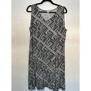 Studio Works Tank Dress Black and White Geometric Design Womans Size 1X